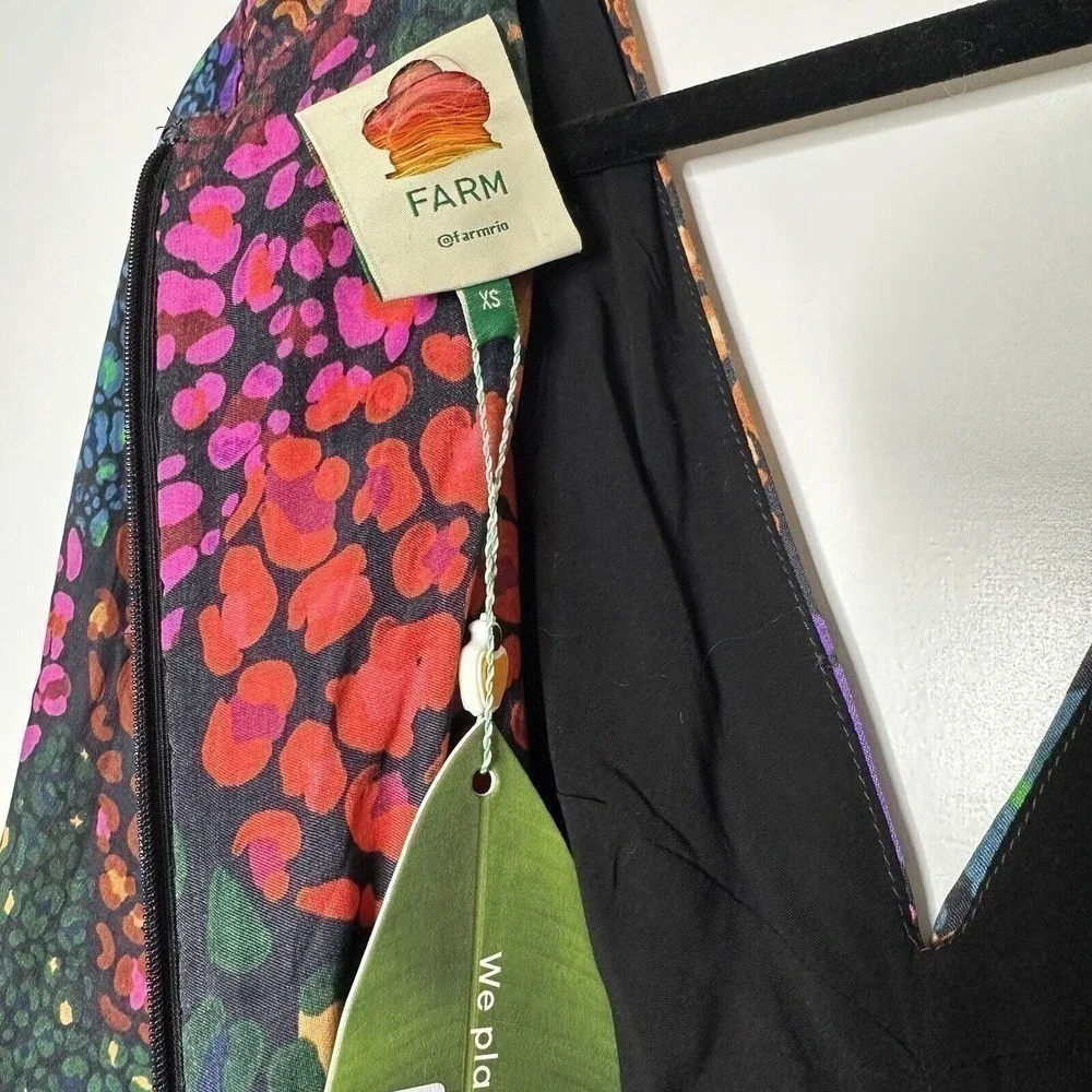 NWT Farm Rio Rainbow Hearts Midi Dress Long Sleeve Women's Multicolor Size XS - Picture 6 of 8